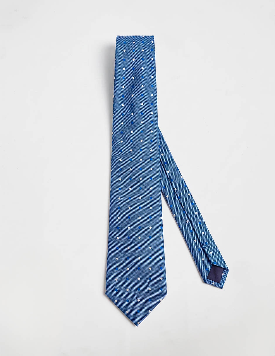 Corbata calderoni regular de seda estampado lunares para hombre