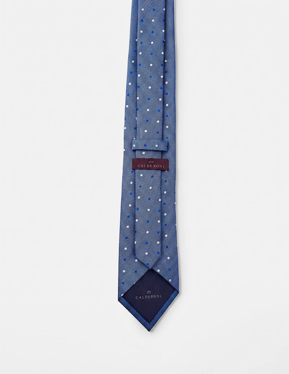 Corbata calderoni regular de seda estampado lunares para hombre