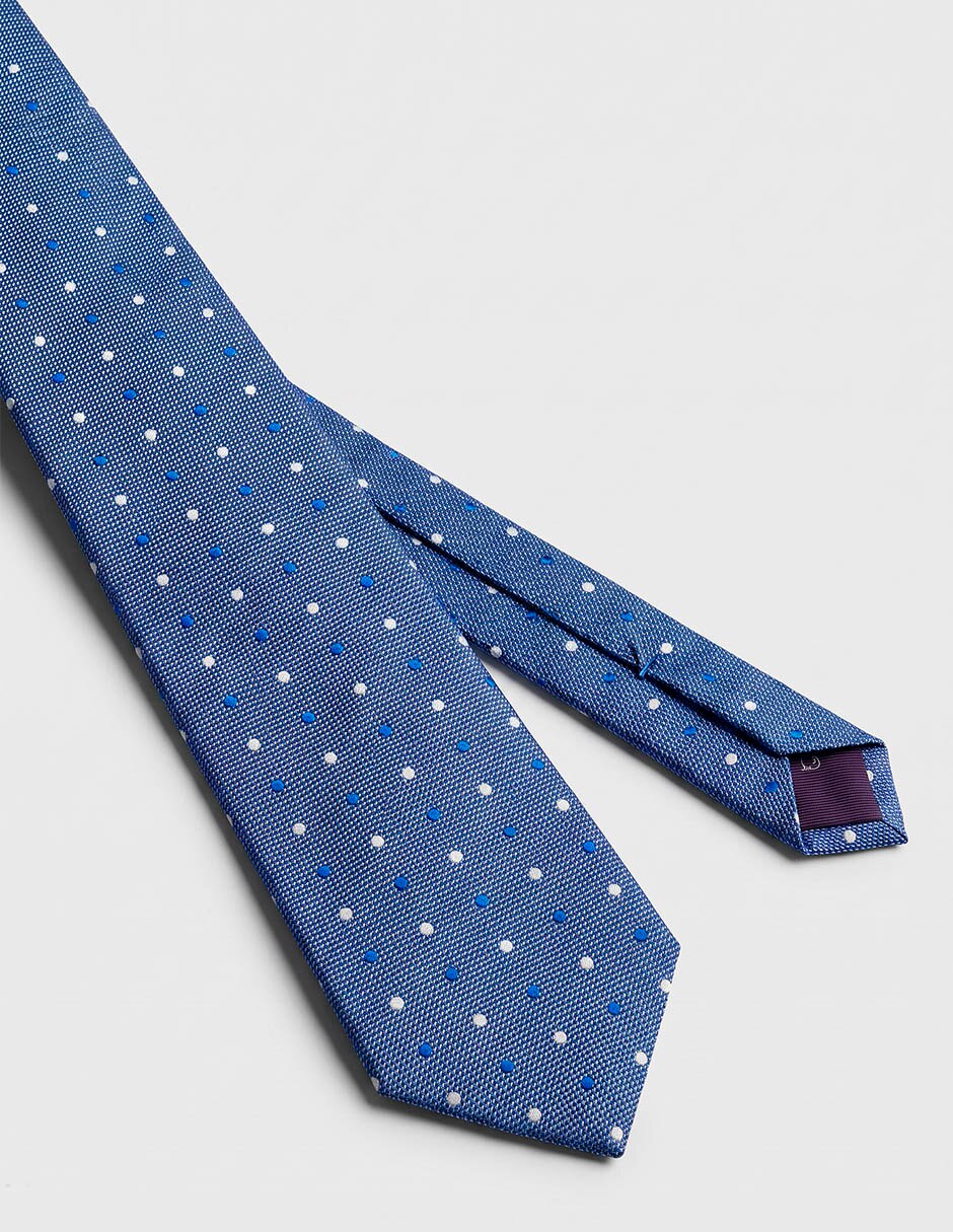 Corbata calderoni regular de seda estampado lunares para hombre