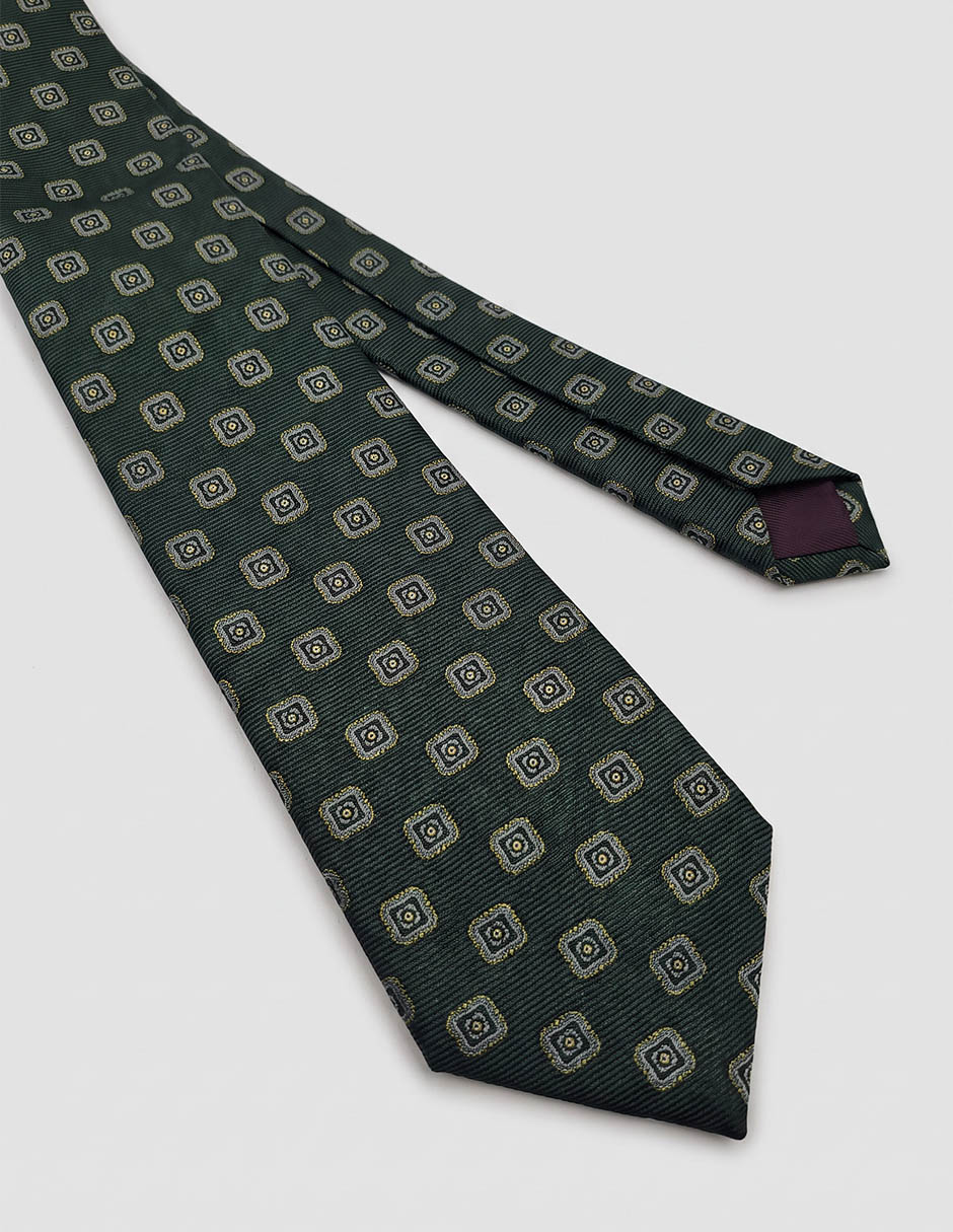 Corbata calderoni regular de seda estampado floral para hombre