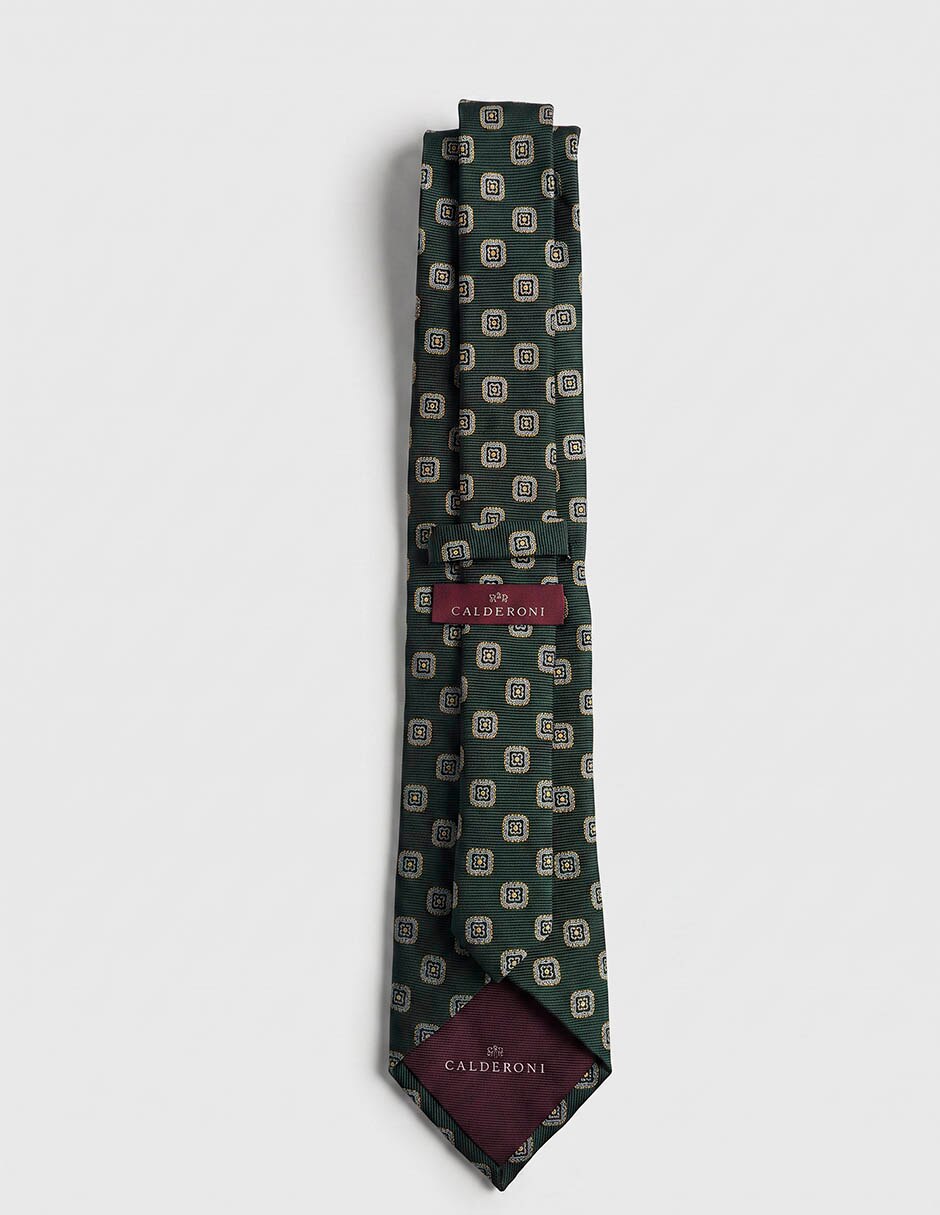 Corbata calderoni regular de seda estampado floral para hombre