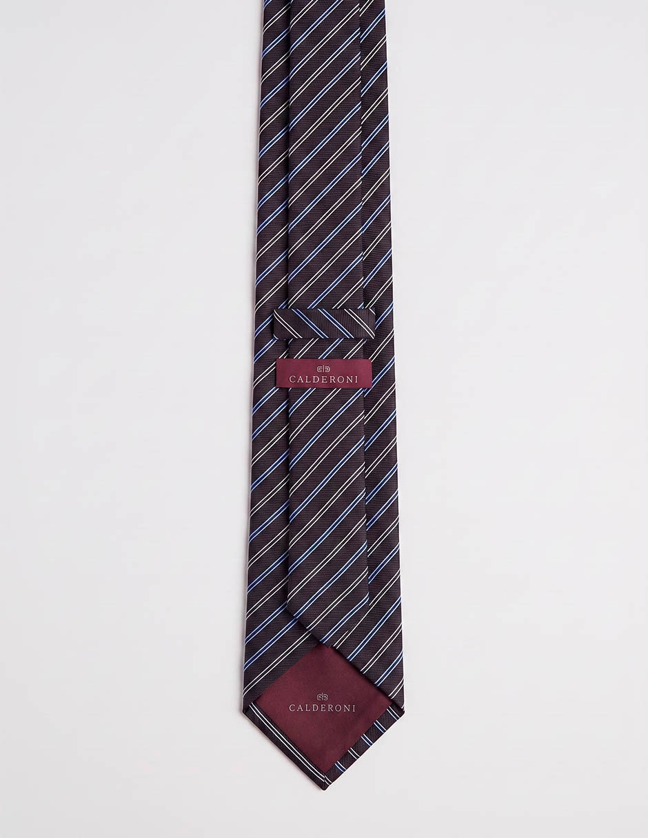Corbata calderoni regular de seda estampado a rayas para hombre