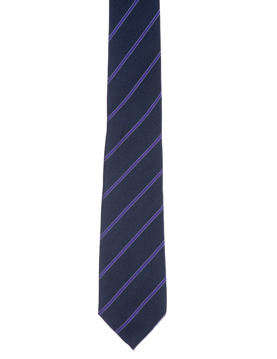 Corbata regular de seda estampado a rayas para hombre 1