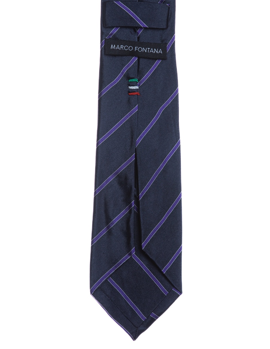 Corbata regular de seda estampado a rayas para hombre 2