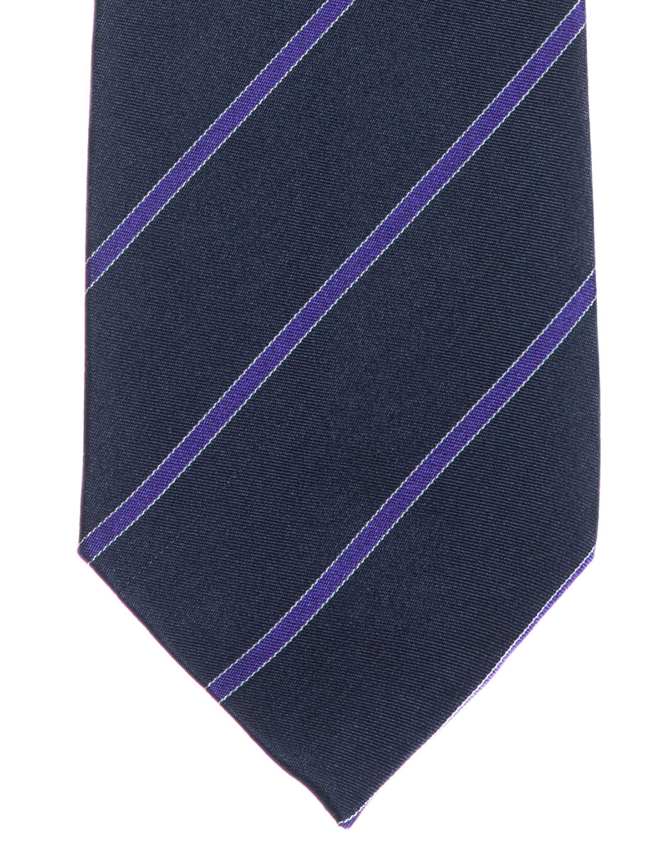 Corbata regular de seda estampado a rayas para hombre