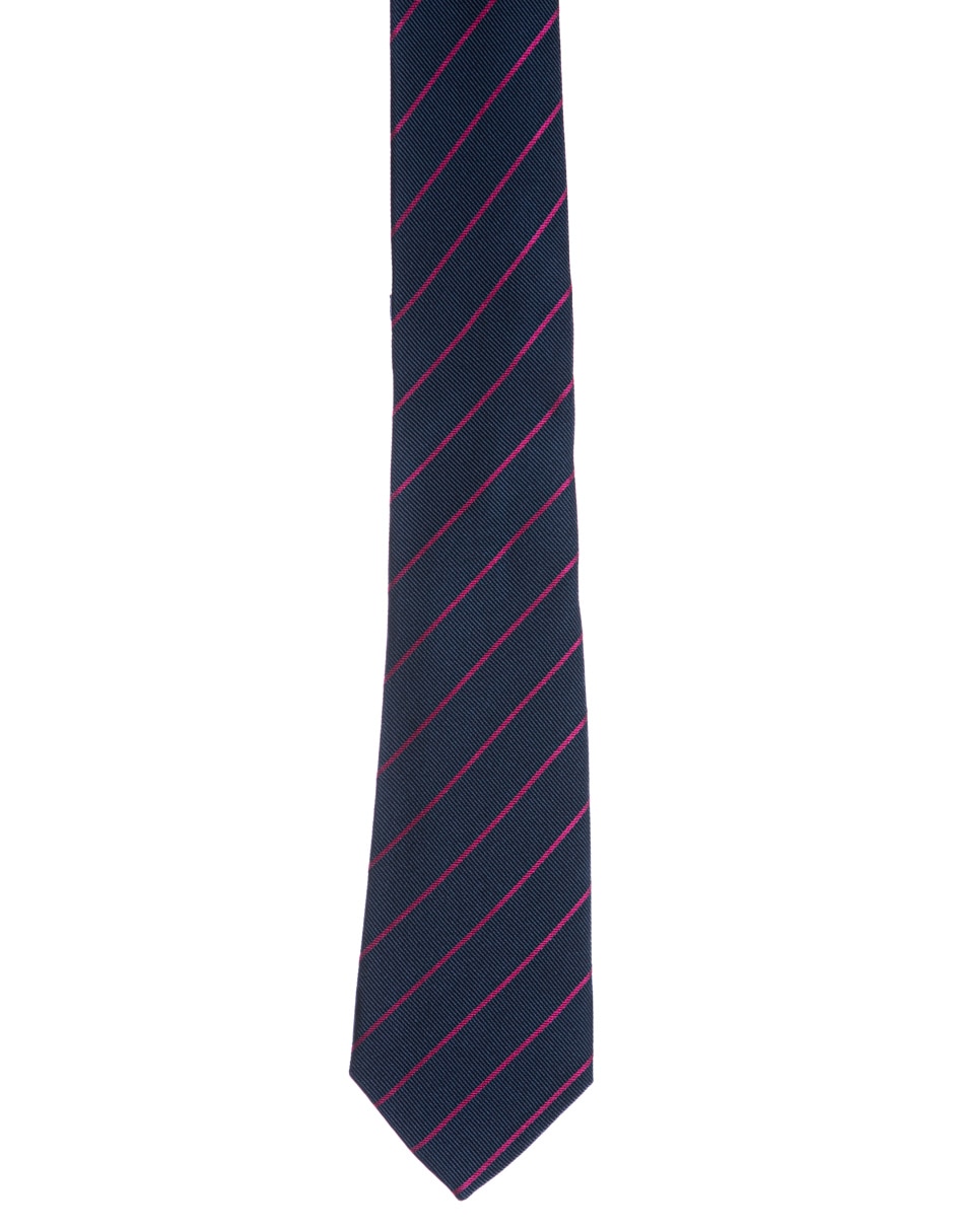 Corbata regular de seda estampado a rayas para hombre 1