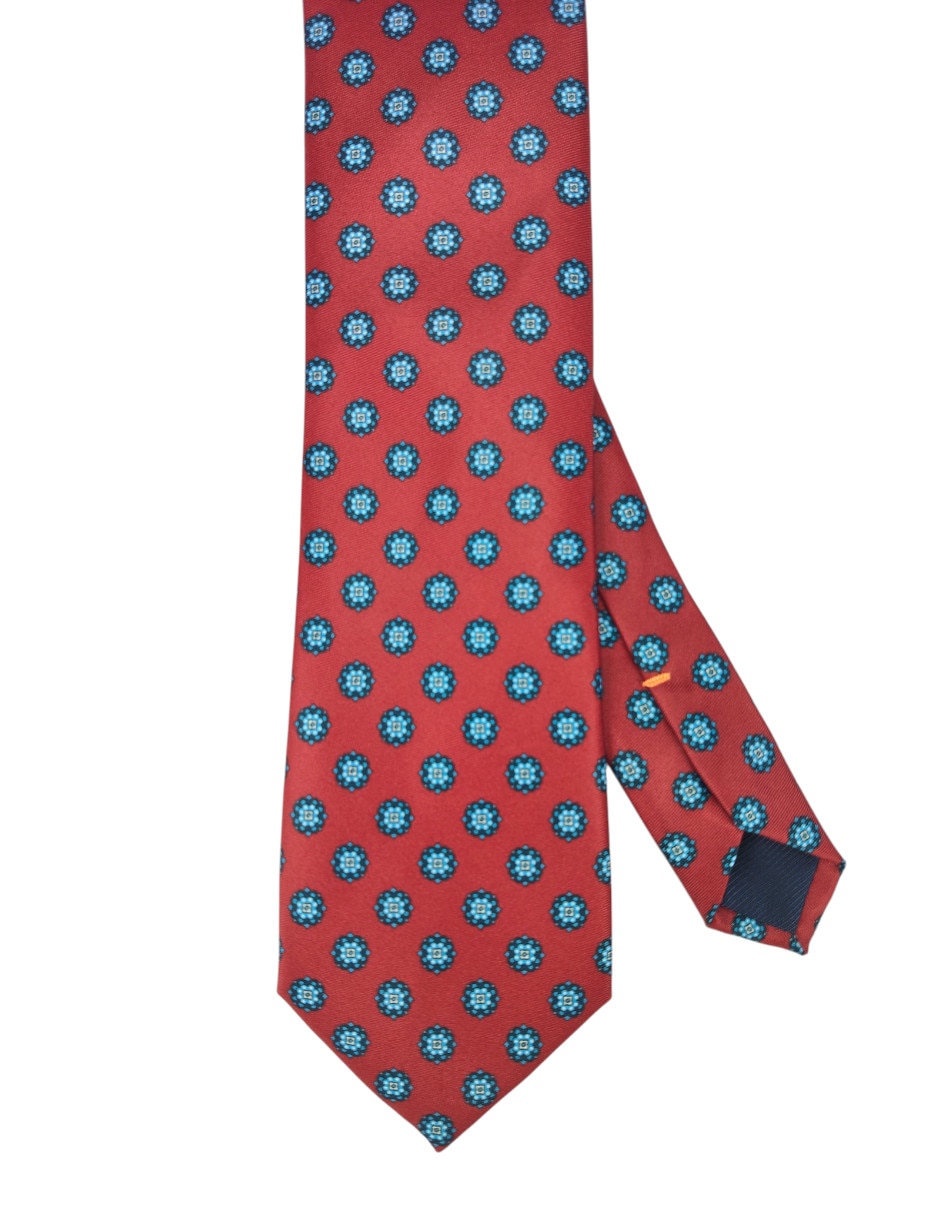 Corbata regular de seda estampado floral para hombre 1