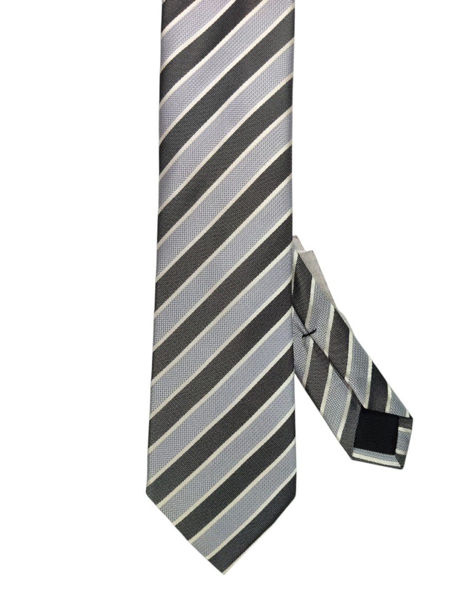 Corbata regular de seda estampado a rayas para hombre 1
