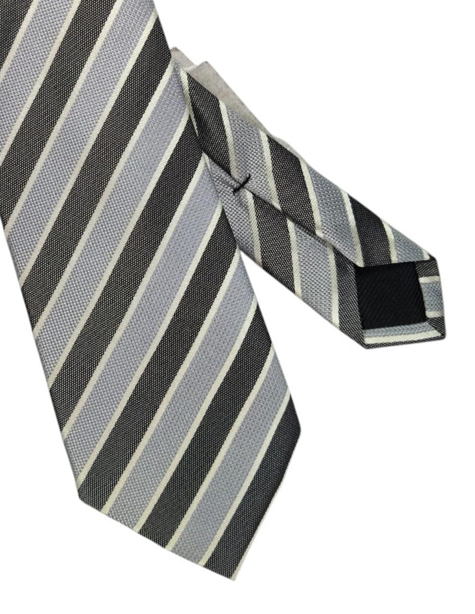 Corbata regular de seda estampado a rayas para hombre 2