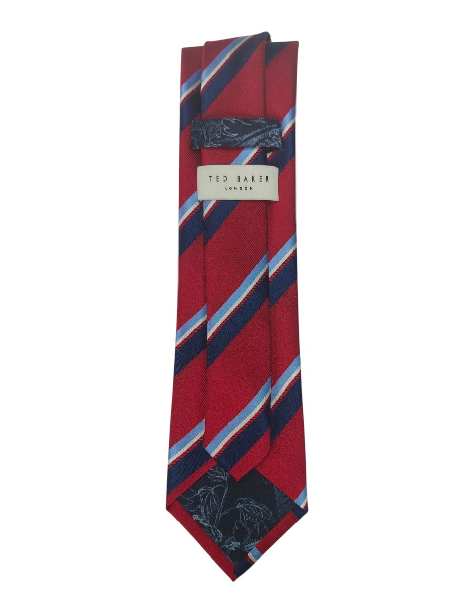 Corbata regular de seda estampado a rayas para hombre 3