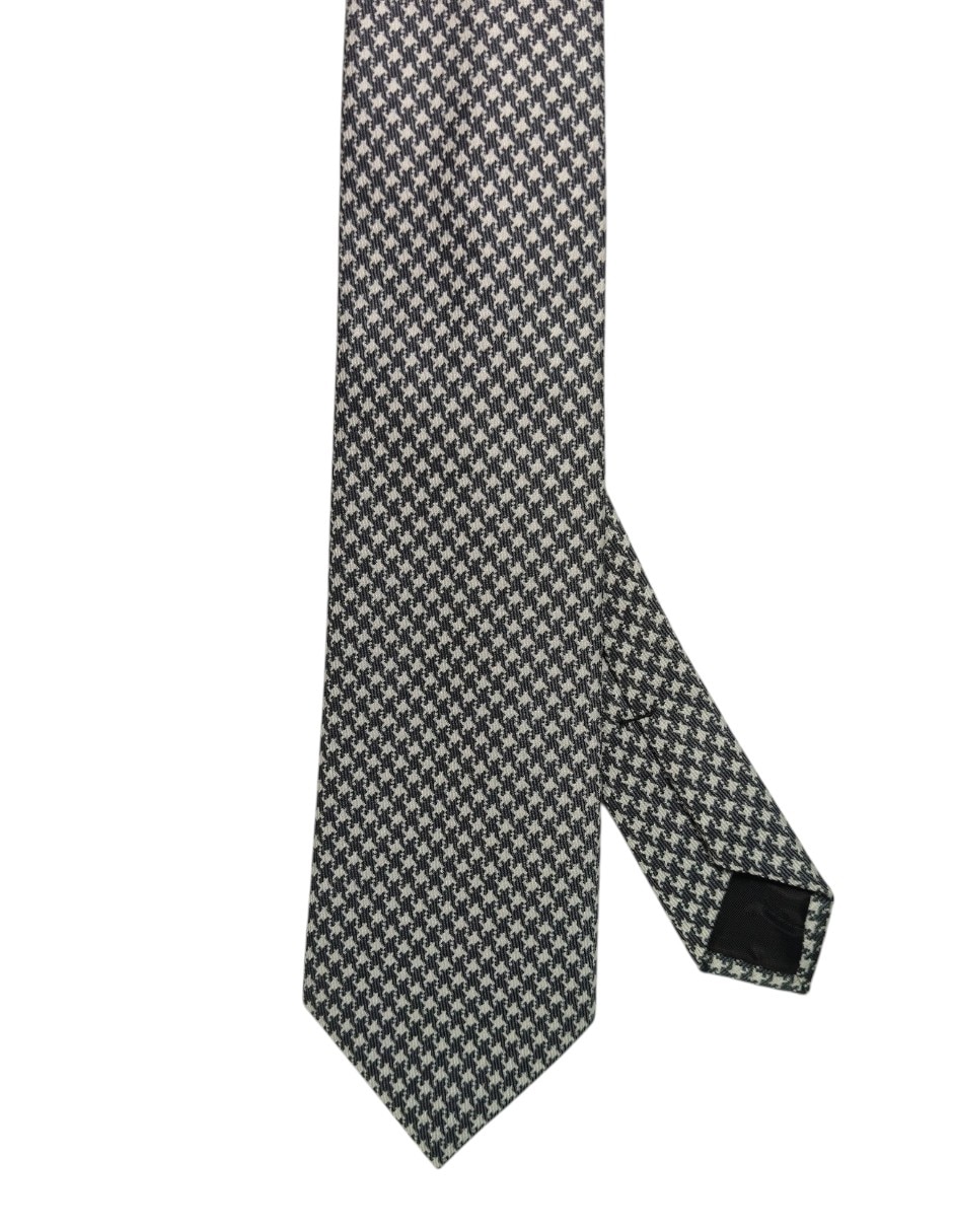 Corbata regular de seda estampado pata de gallo para hombre 1