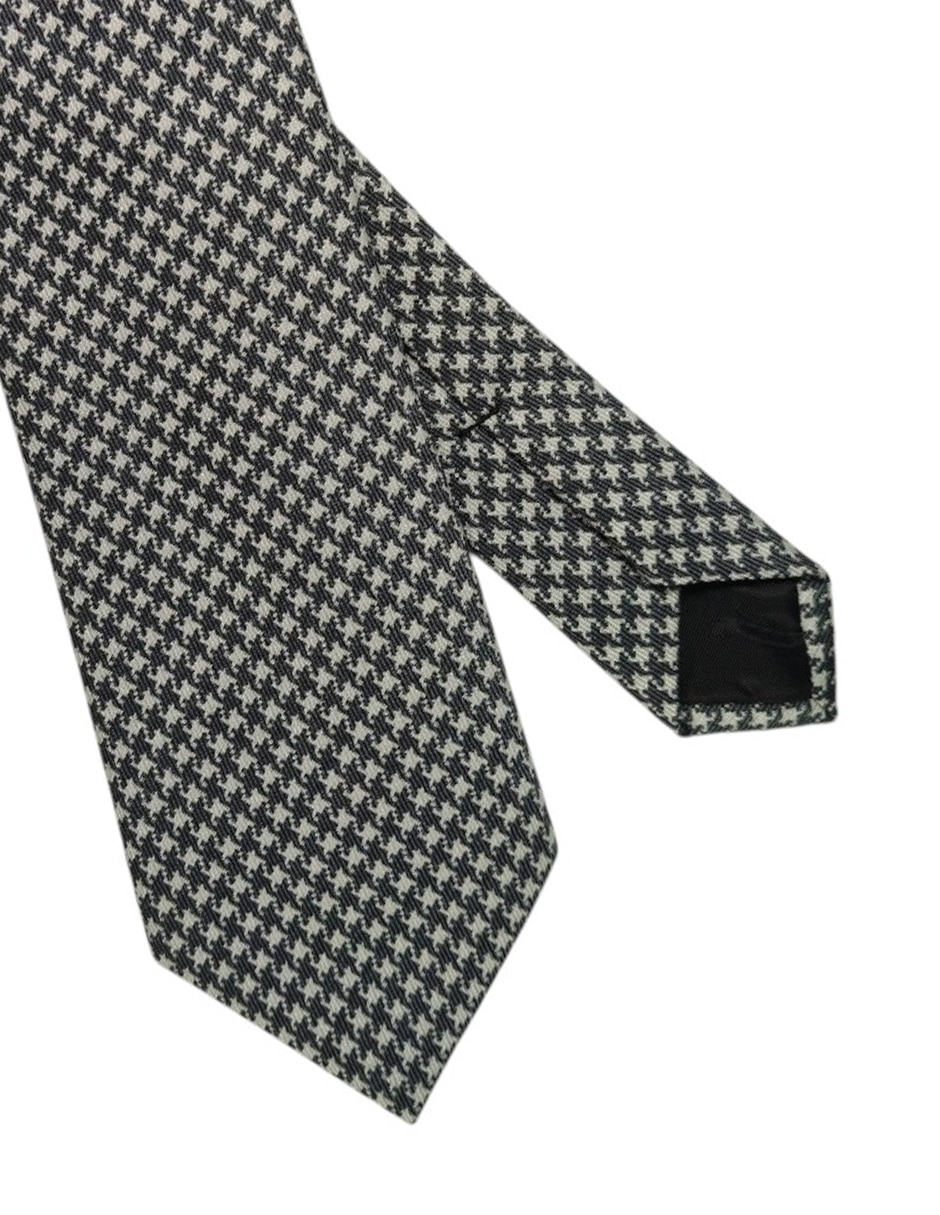 Corbata regular de seda estampado pata de gallo para hombre 3