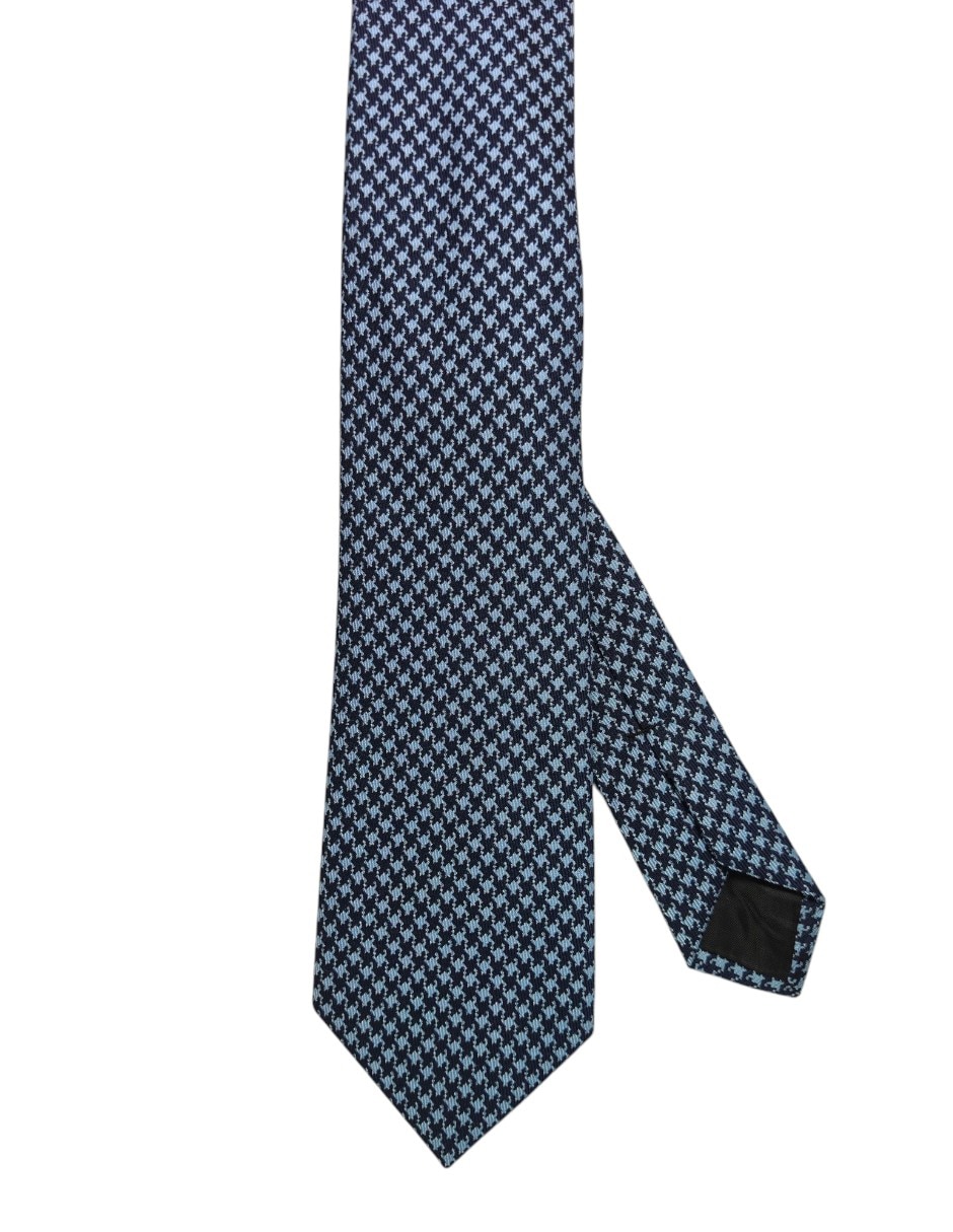 Corbata regular de seda estampado pata de gallo para hombre