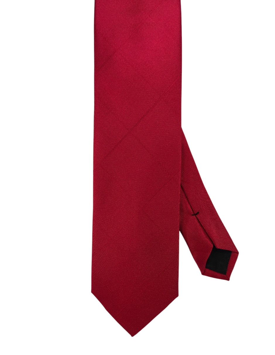 Corbata regular de seda estampado a cuadros para hombre 1