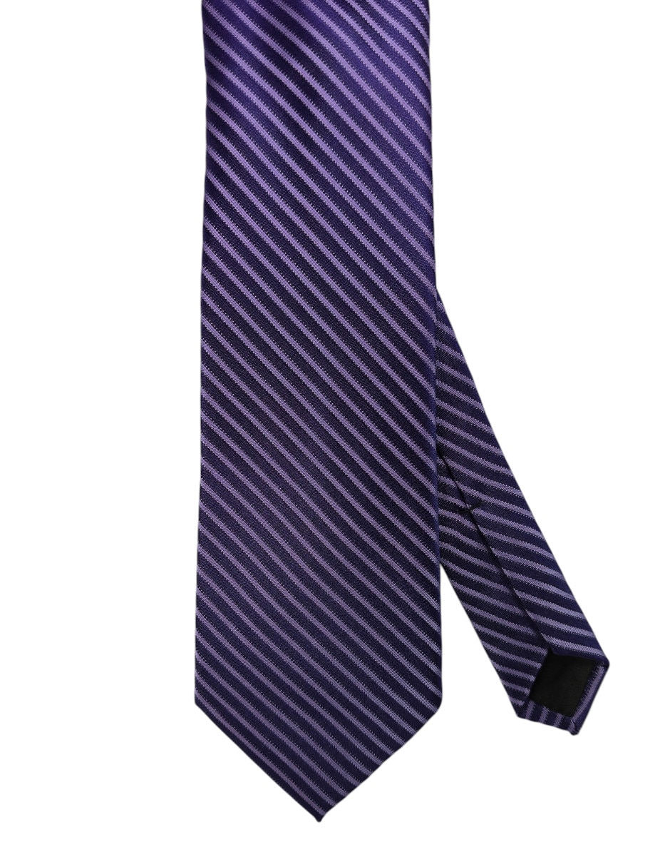 Corbata regular de seda estampado a rayas para hombre 1
