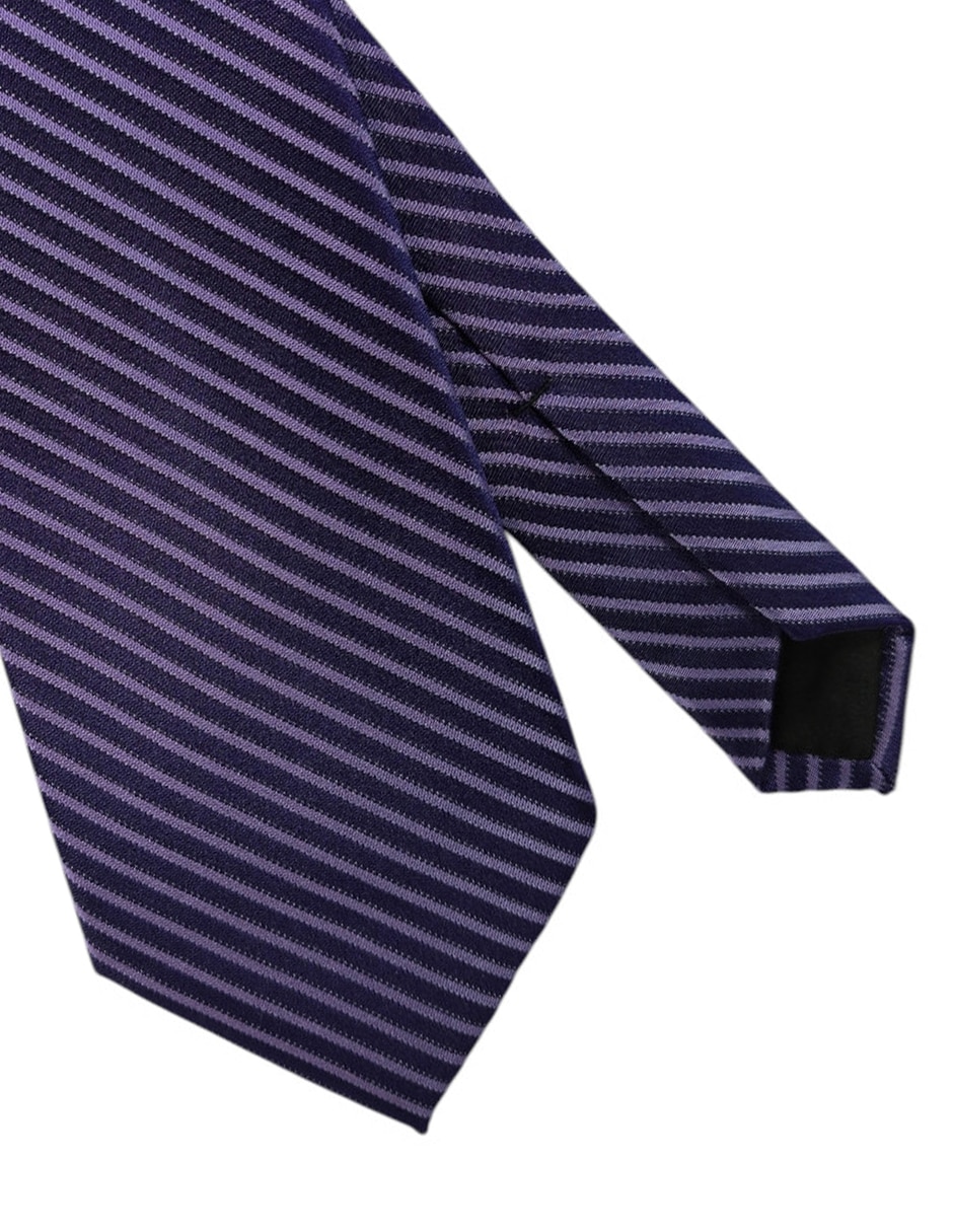 Corbata regular de seda estampado a rayas para hombre 2