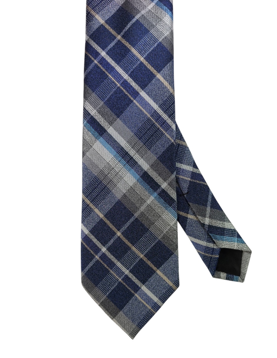 Corbata regular de seda estampado a cuadros para hombre 1