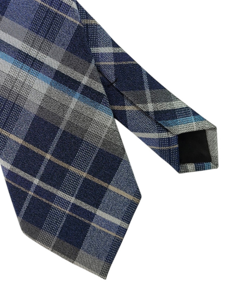 Corbata regular de seda estampado a cuadros para hombre 3