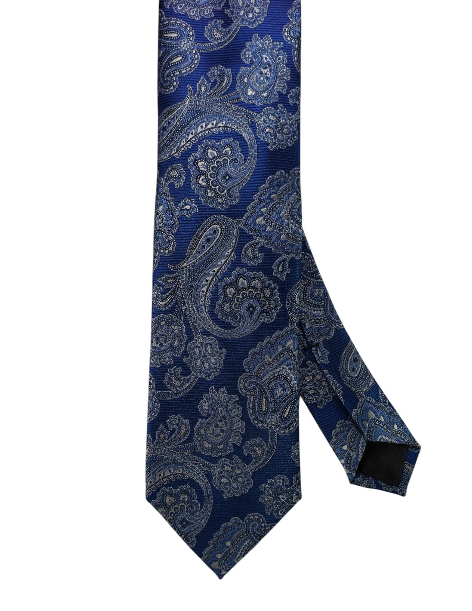 Corbata regular de seda estampado paisley para hombre