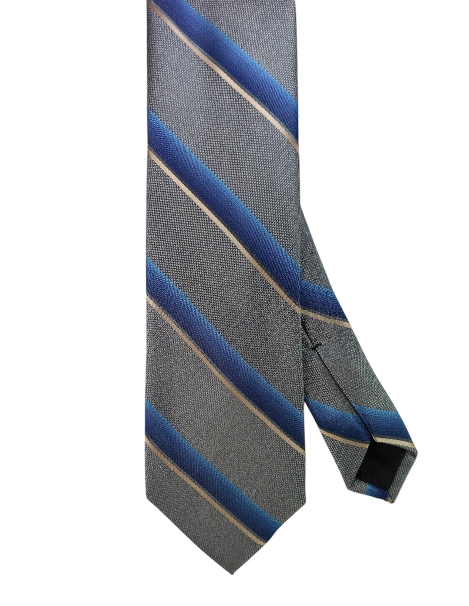Corbata regular de seda estampado a rayas para hombre 1