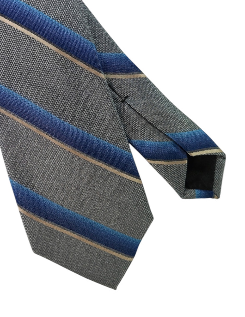 Corbata regular de seda estampado a rayas para hombre 3