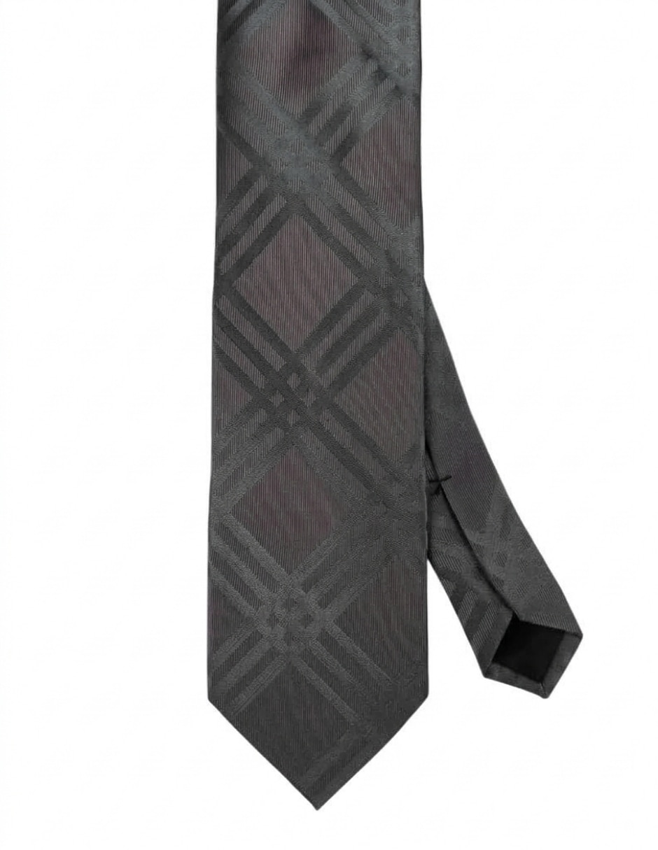 Corbata regular de seda estampado a cuadros para hombre 1