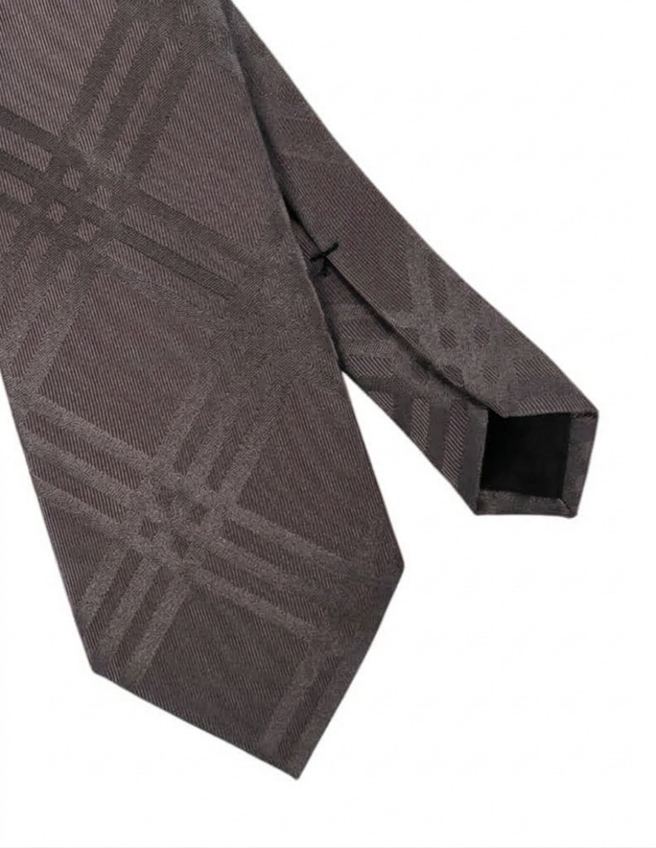 Corbata regular de seda estampado a cuadros para hombre 2