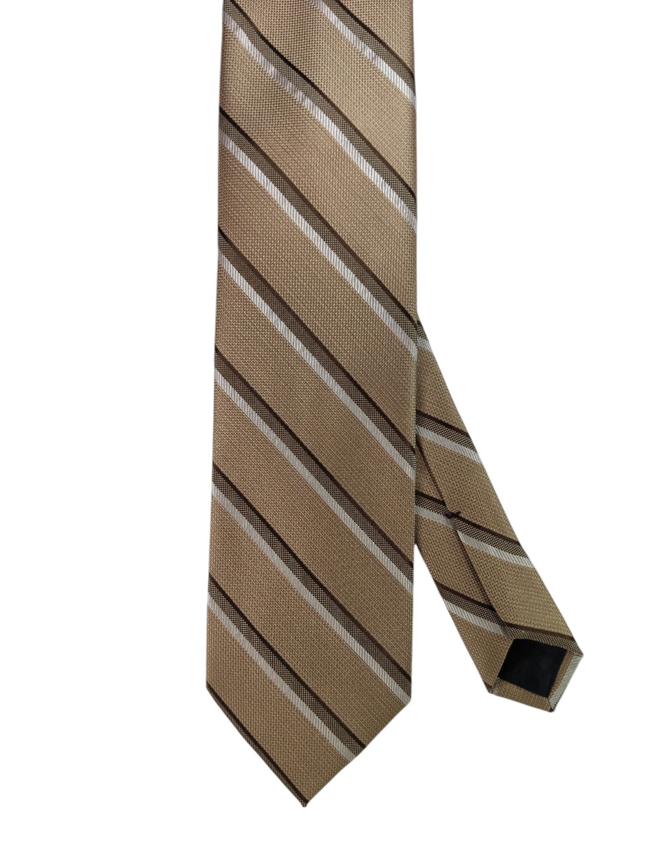 Corbata regular de seda estampado a rayas para hombre 1