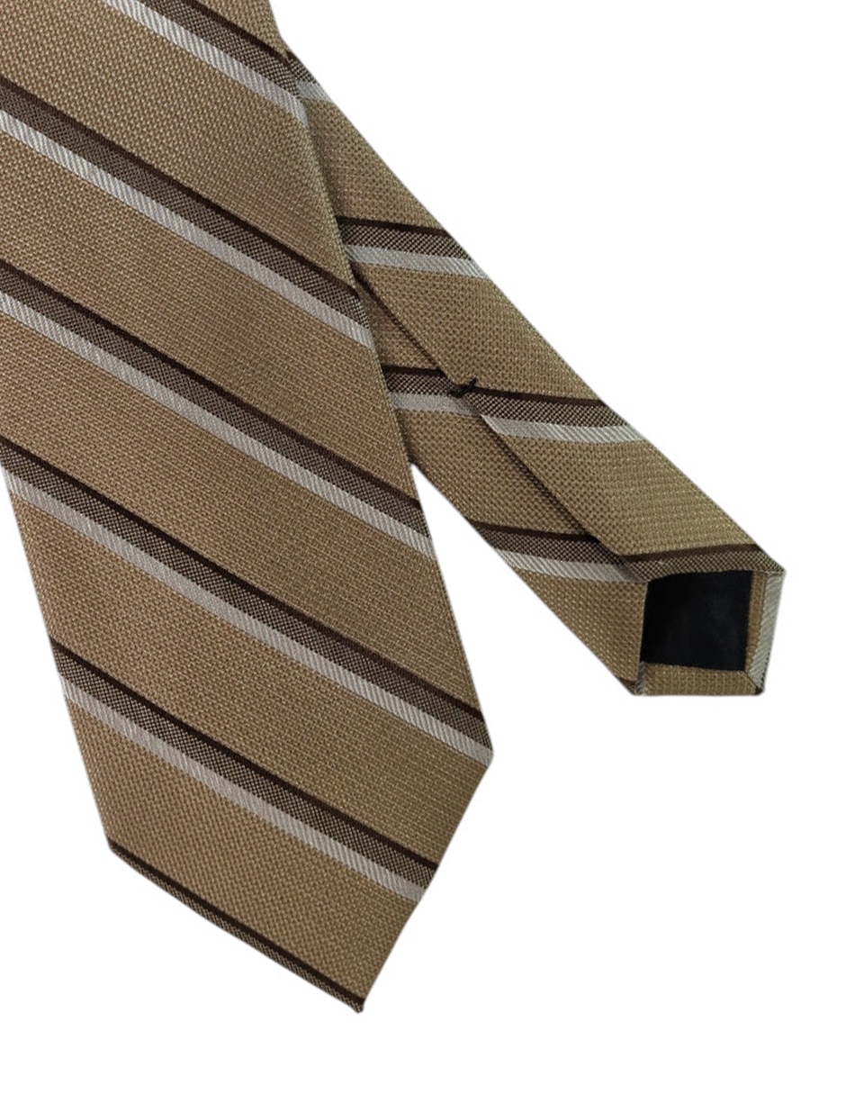 Corbata regular de seda estampado a rayas para hombre 3