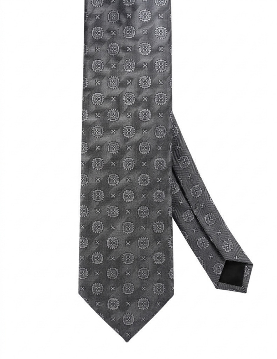Corbata regular de seda estampado floral para hombre 1