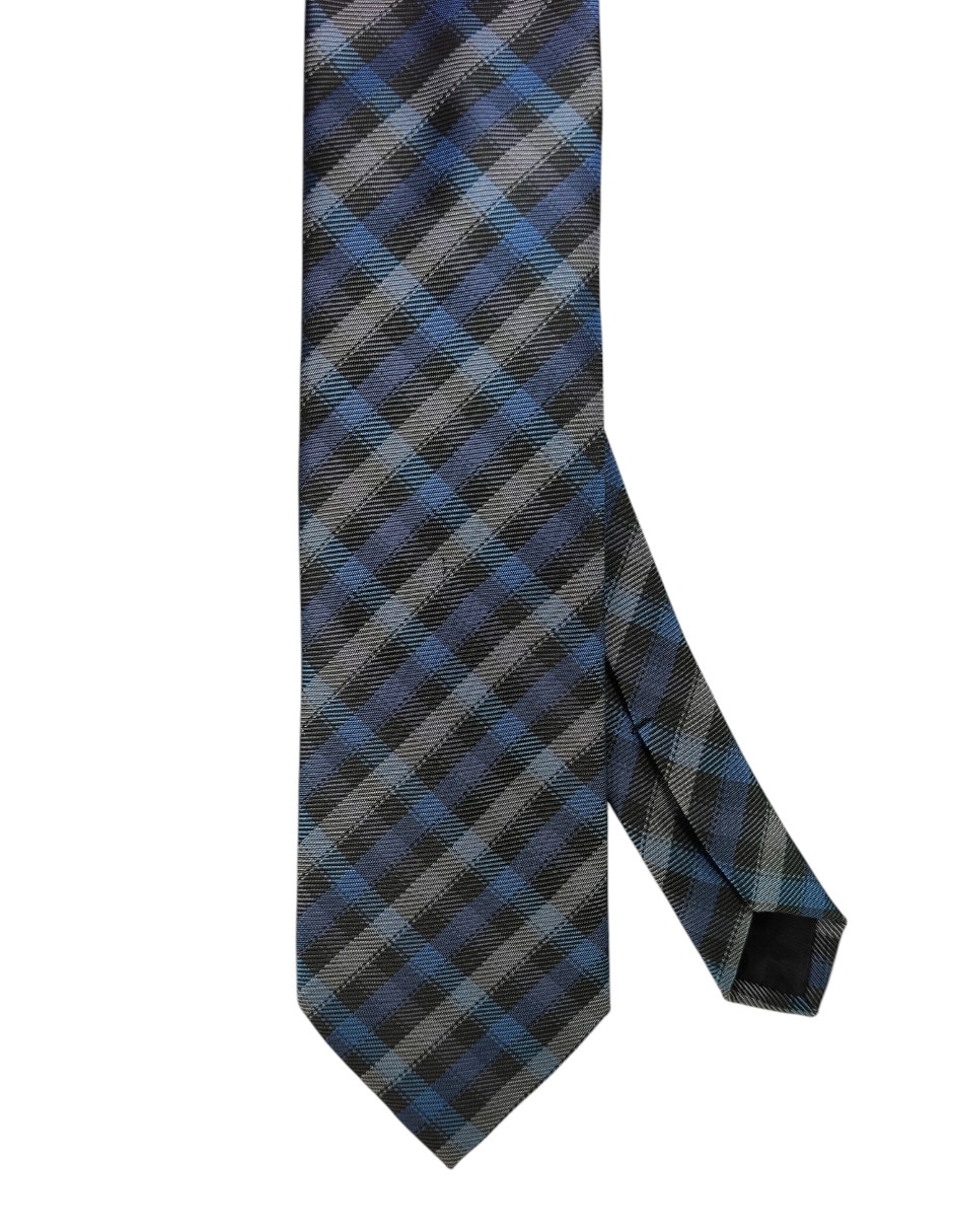 Corbata regular de seda estampado a cuadros para hombre
