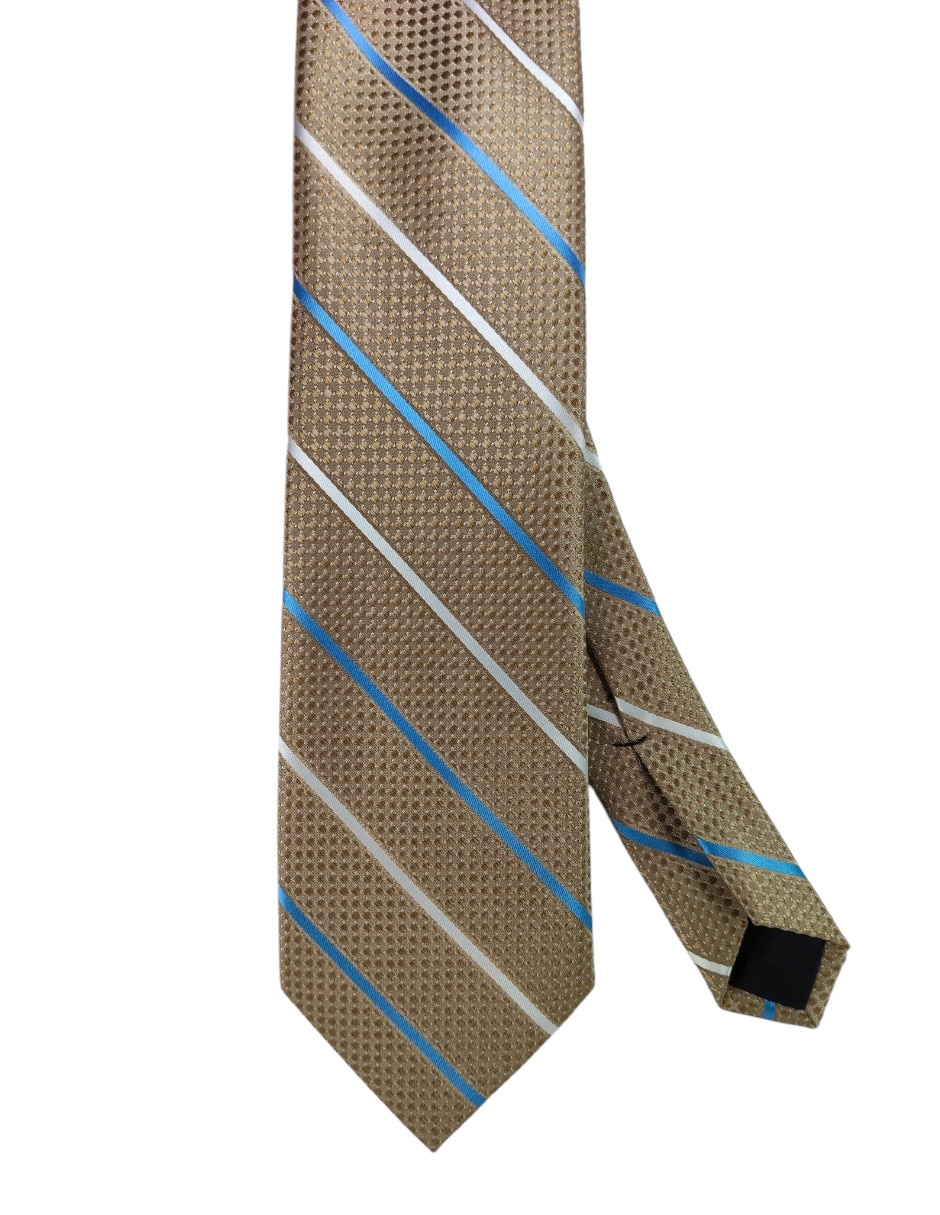 Corbata regular de seda estampado a rayas para hombre 1