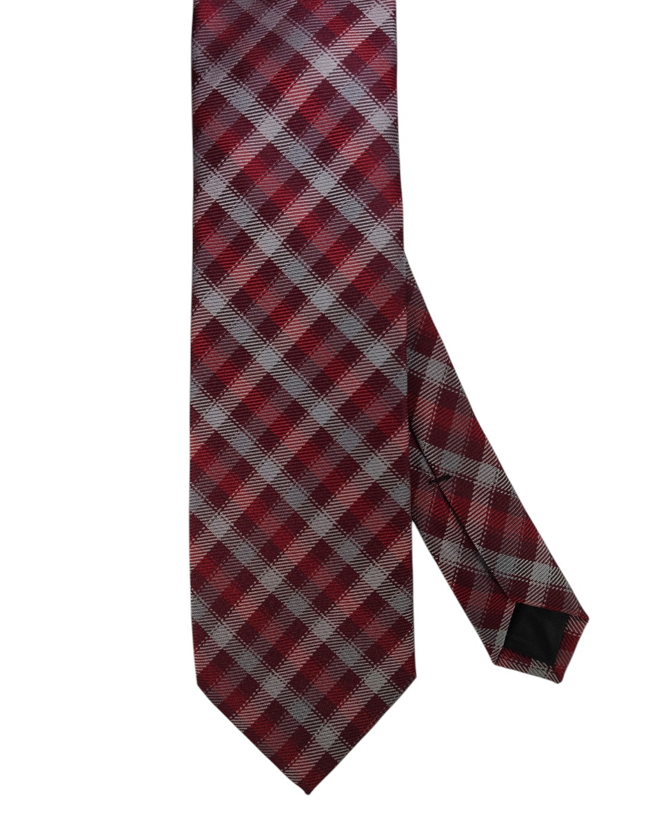 Corbata regular de seda estampado a cuadros para hombre 1