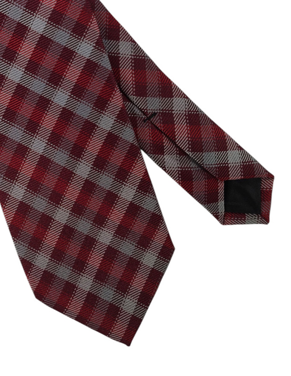 Corbata regular de seda estampado a cuadros para hombre 3