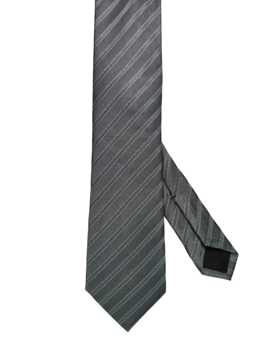 Corbata regular de seda estampado a rayas para hombre 1