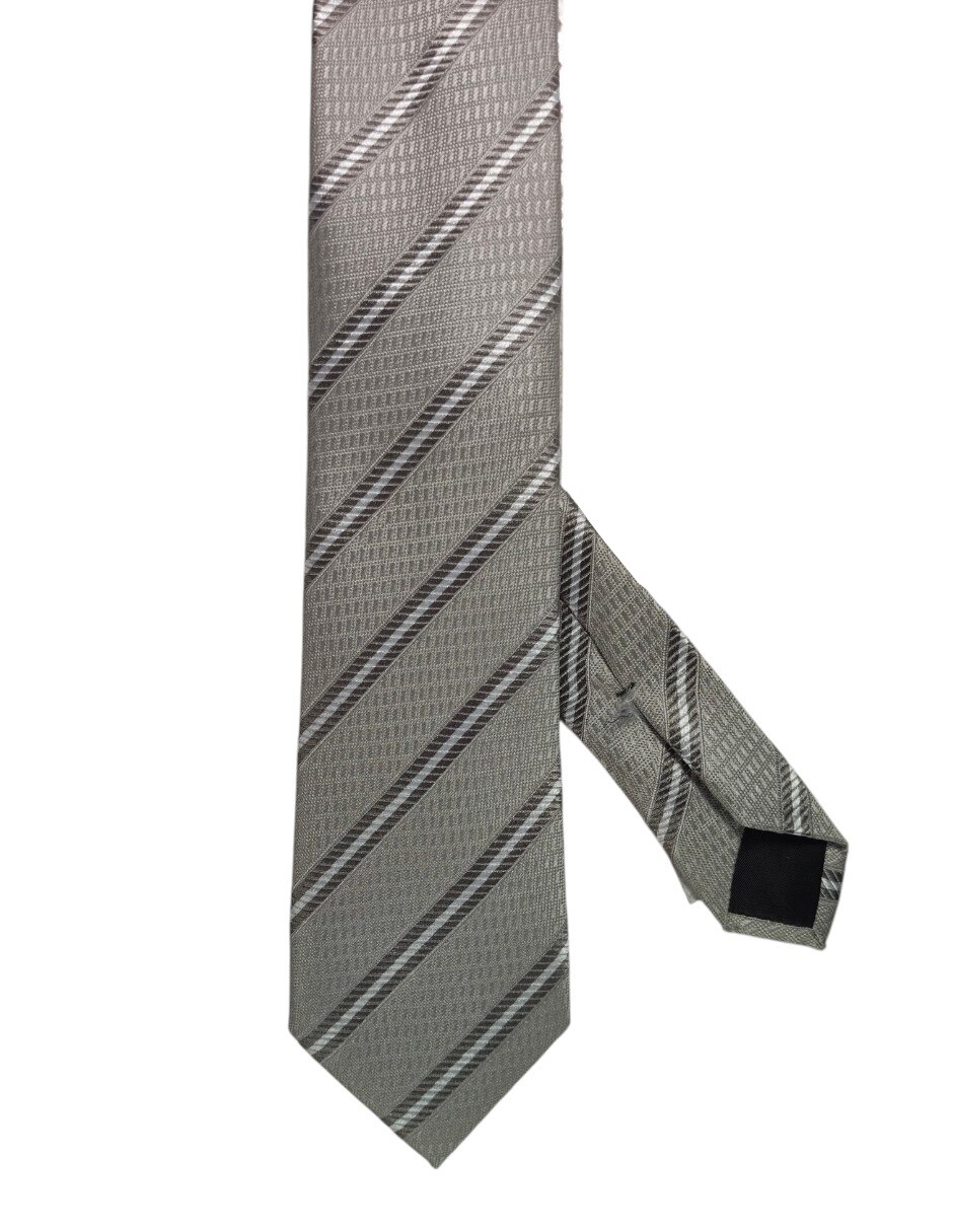 Corbata regular de seda estampado a rayas para hombre 1