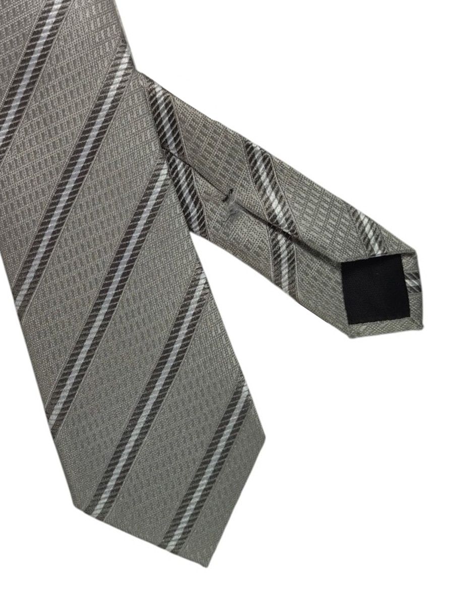 Corbata regular de seda estampado a rayas para hombre 2