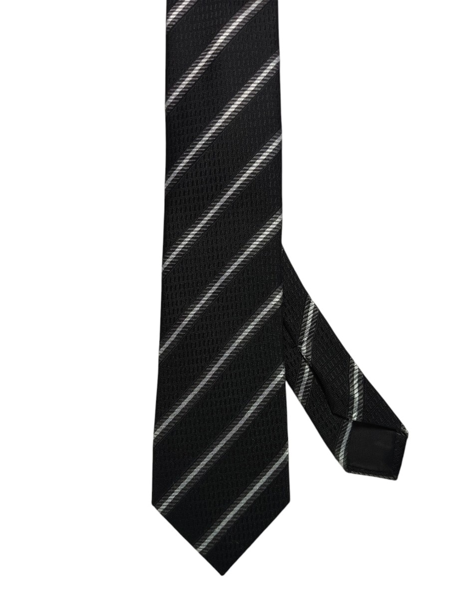 Corbata regular de seda estampado a rayas para hombre