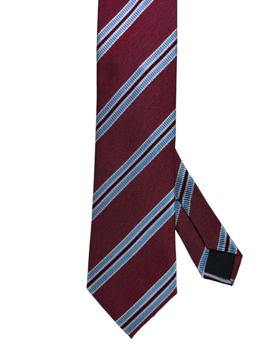 Corbata regular de seda estampado a rayas para hombre 1