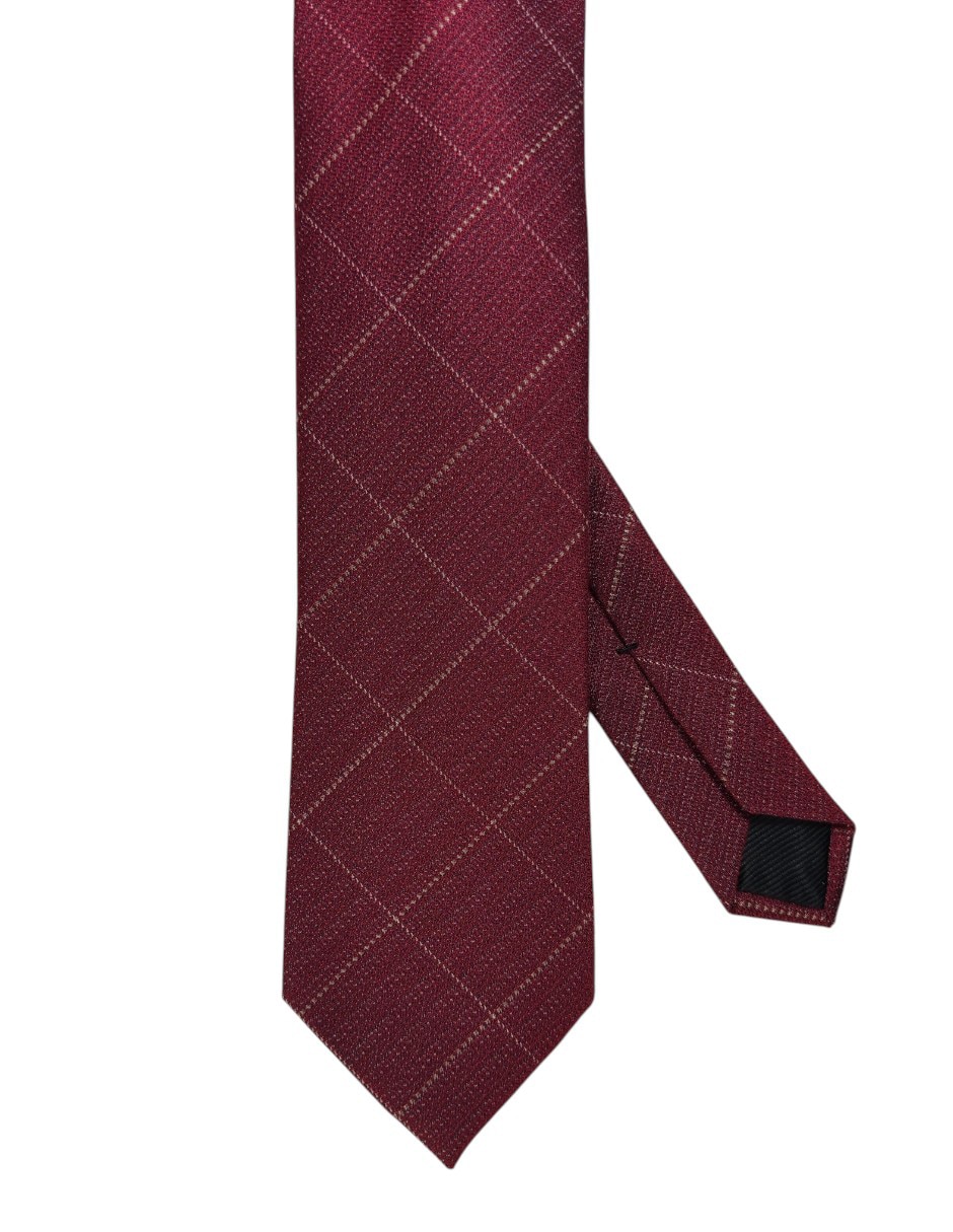 Corbata regular de seda estampado a cuadros para hombre 1