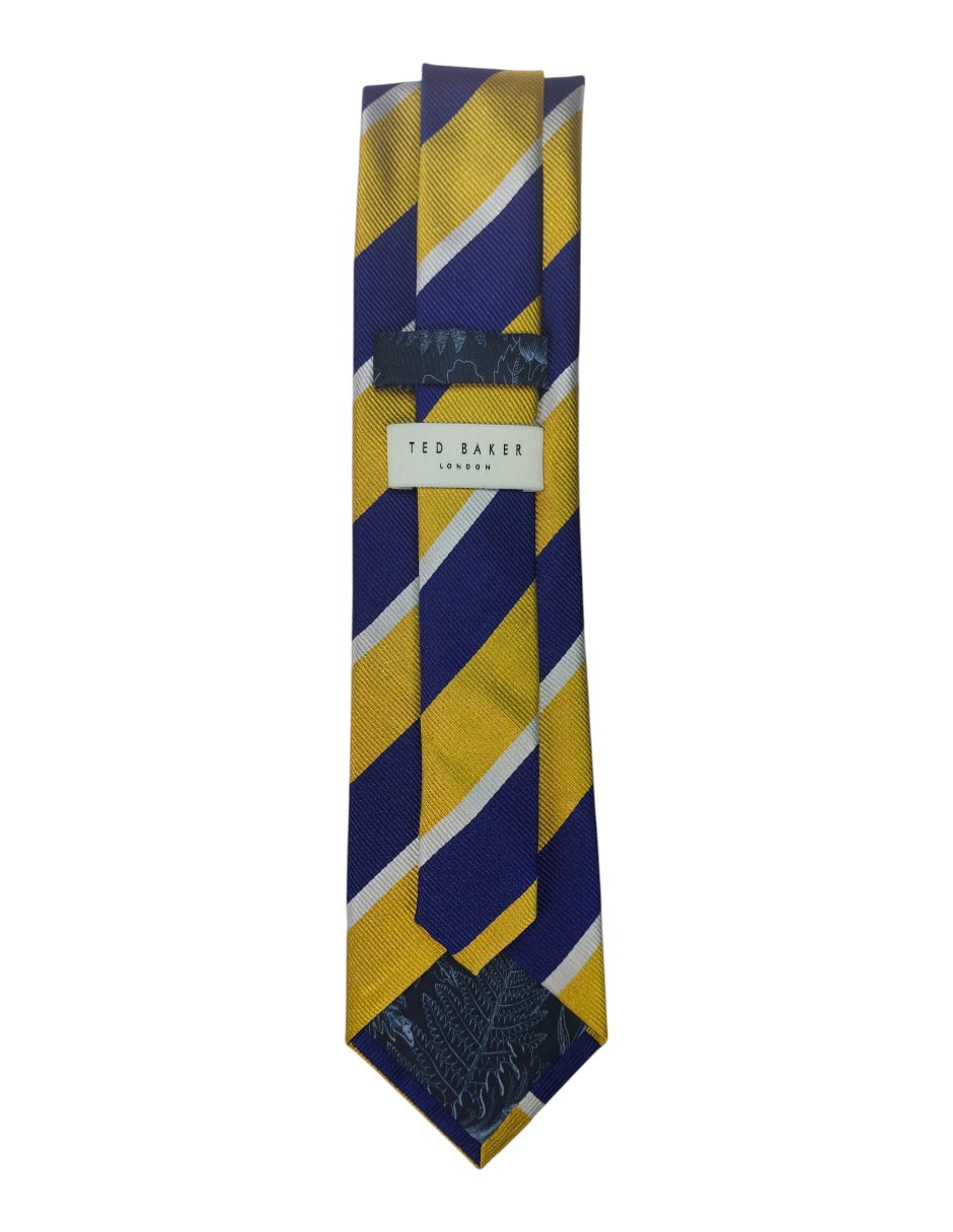 Corbata regular de seda estampado a rayas para hombre 3