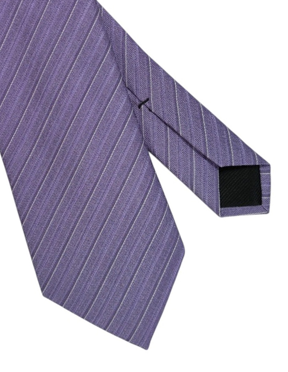 Corbata regular de seda estampado a rayas para hombre 3