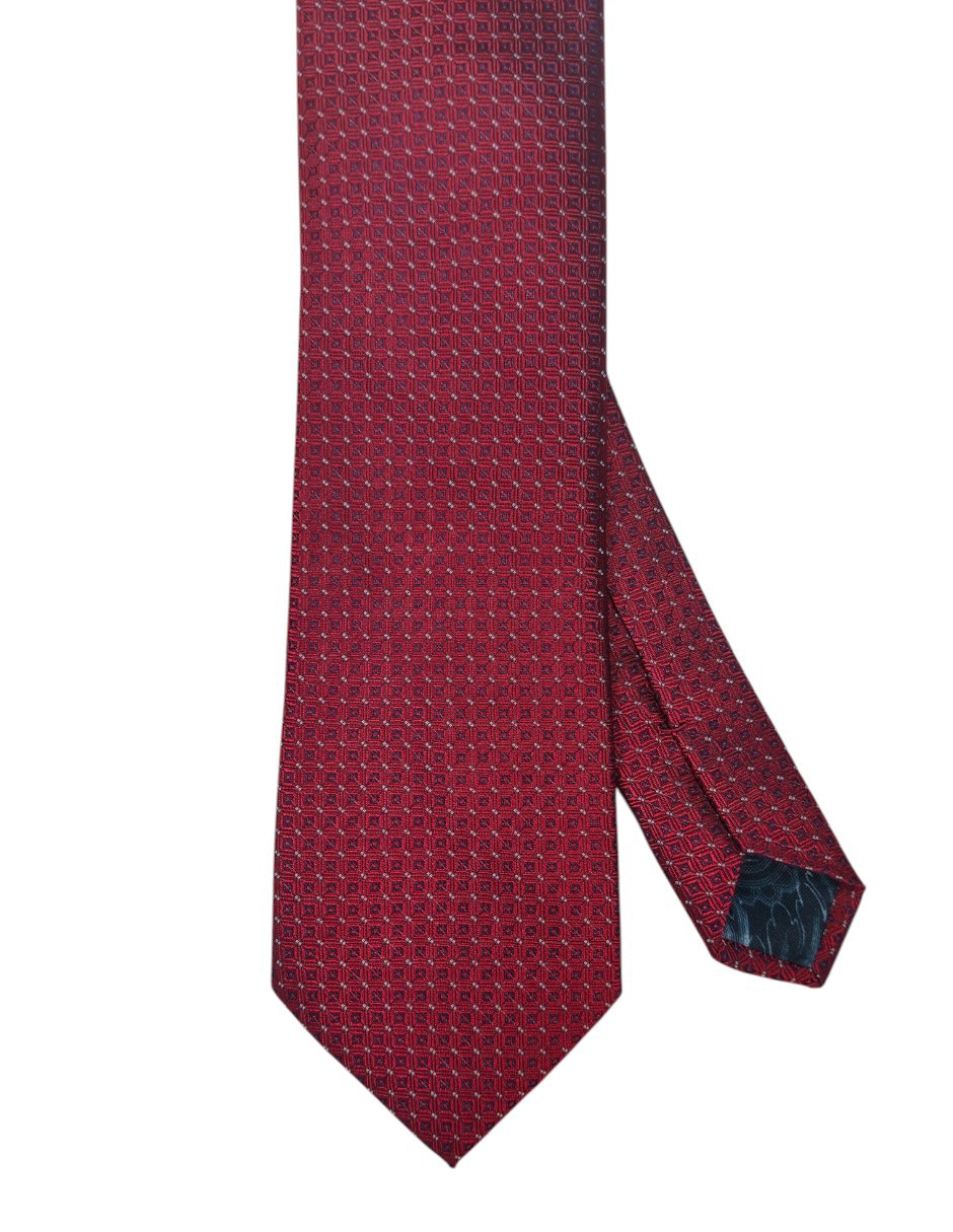 Corbata regular de seda estampado geométrico para hombre 1