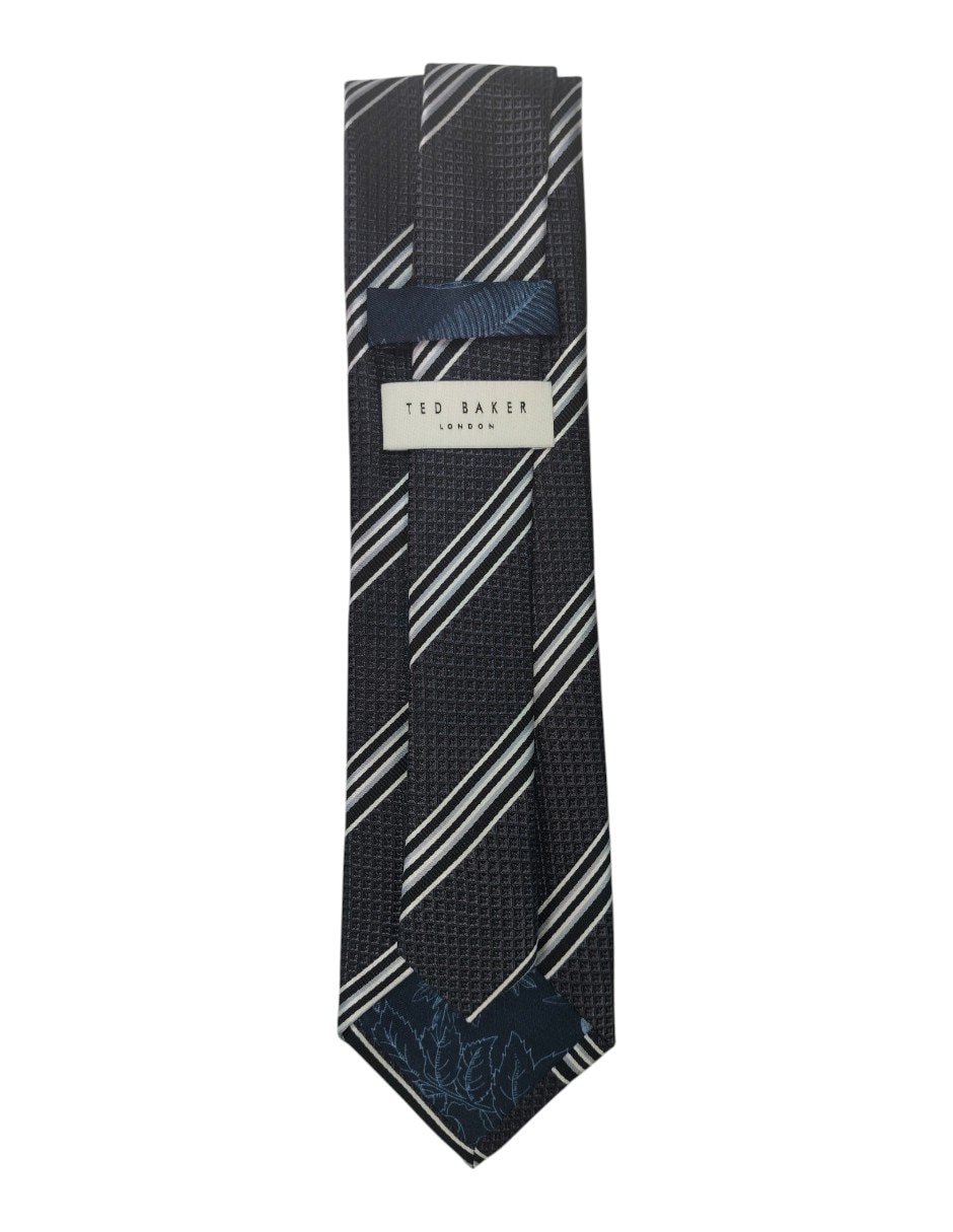 Corbata regular de seda estampado a rayas para hombre 2