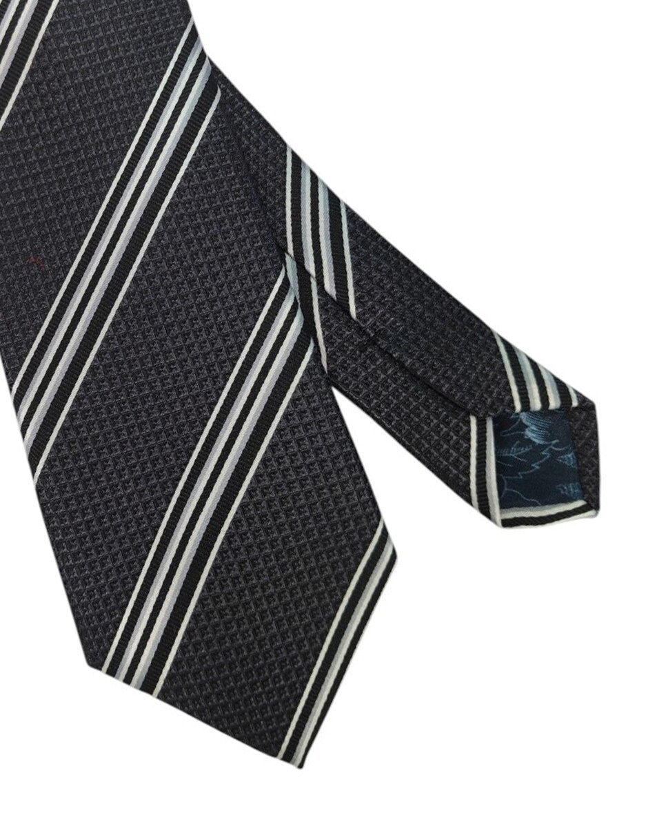 Corbata regular de seda estampado a rayas para hombre 3