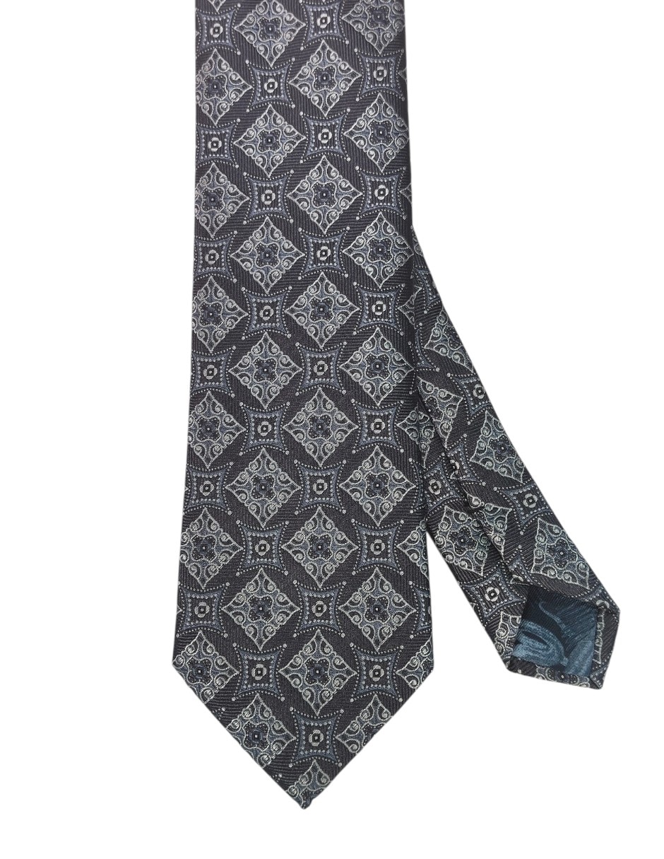 Corbata regular de seda estampado floral para hombre 1