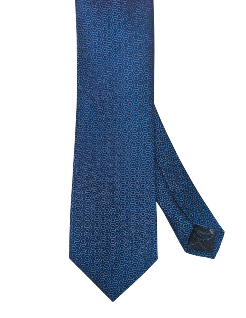 Corbata regular de seda estampado geométrico para hombre