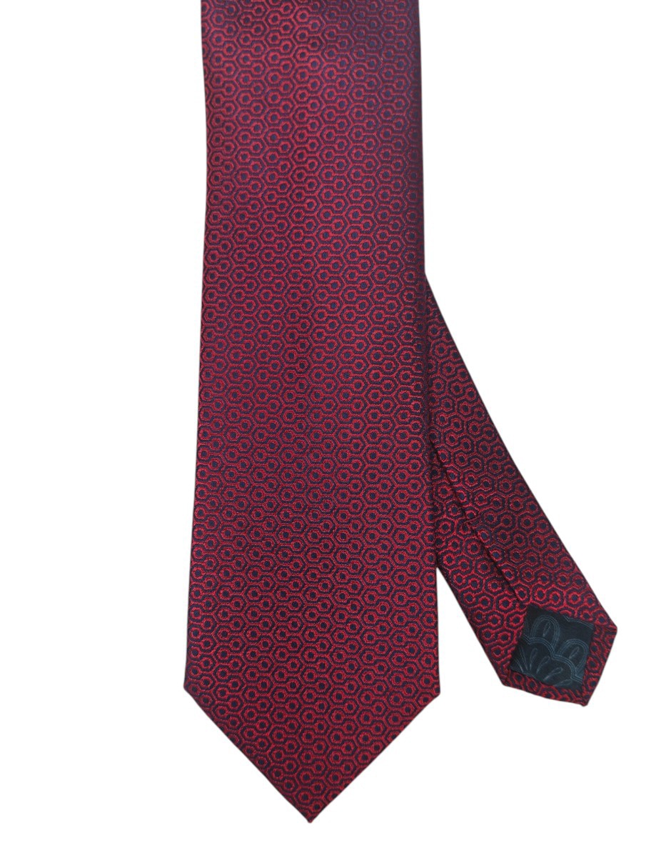 Corbata regular de seda estampado geométrico para hombre 1