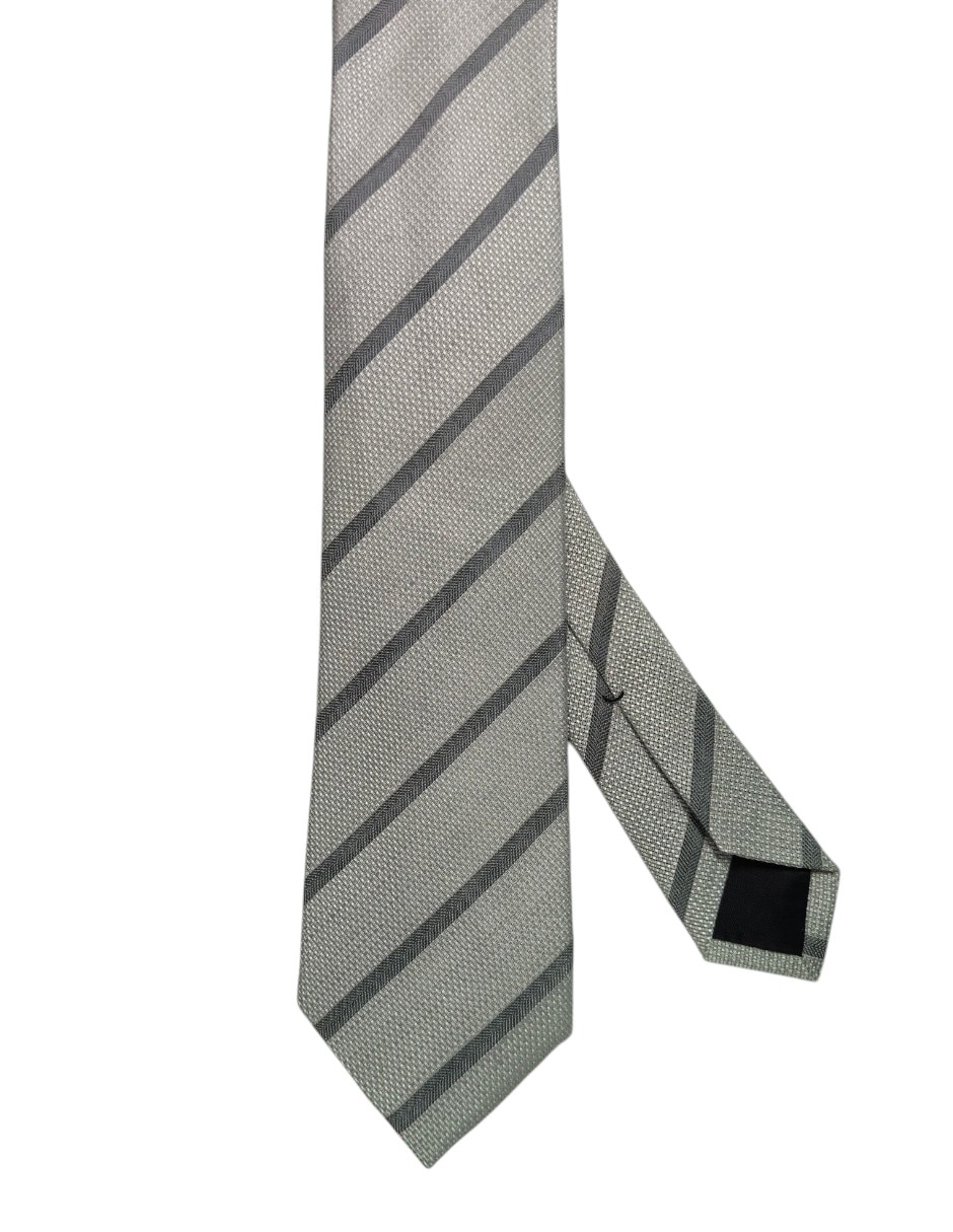 Corbata regular de seda estampado a rayas para hombre 1