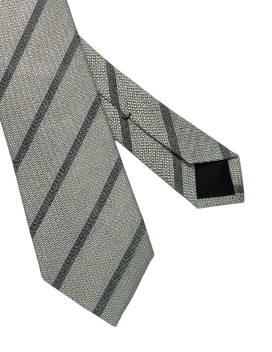 Corbata regular de seda estampado a rayas para hombre 3